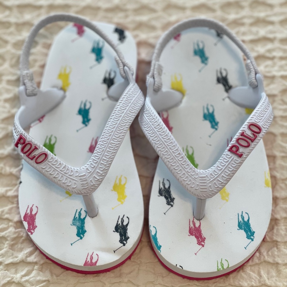 POLO Ralph Lauren GIRLS FLIP FLOPS, TODDLER SZ 7/8